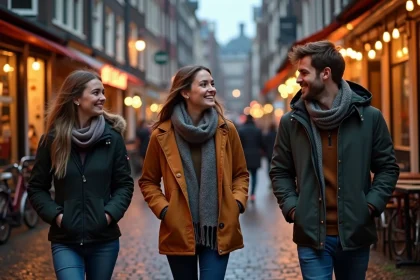 Groupe d'amis dans le quartier Jordaan à Amsterdam