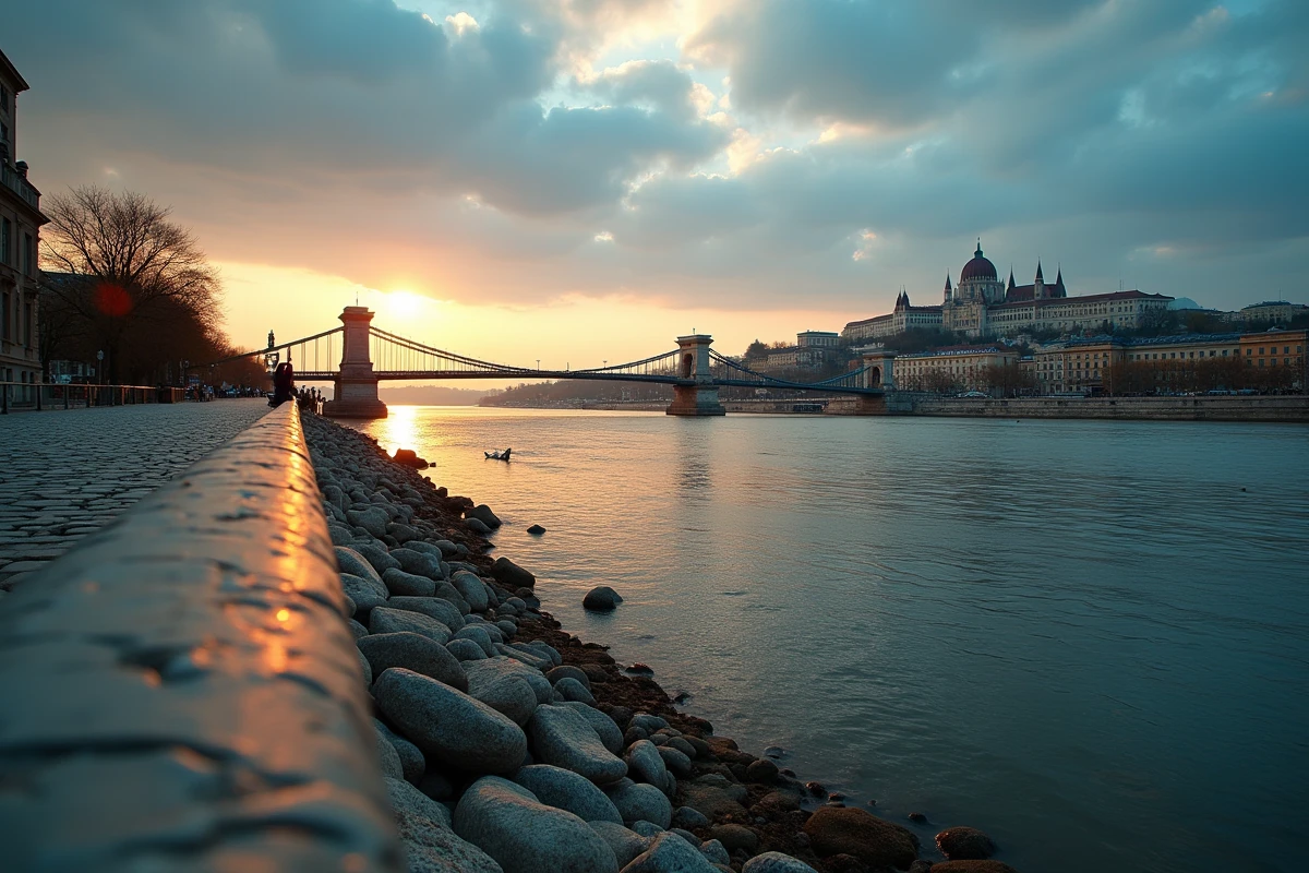 Le Danube traversant Budapest avec le pont des Chaînes et le château de Buda en arrière-plan