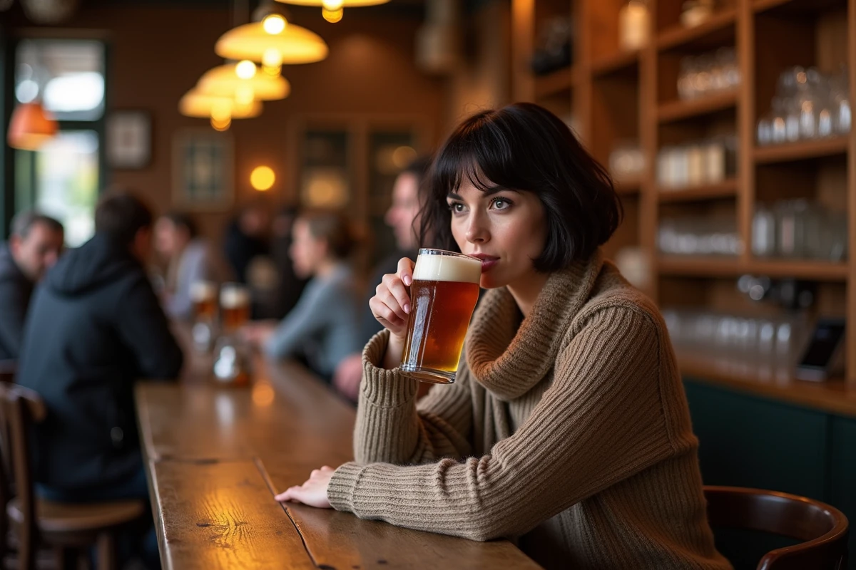 Jeune femme dans un café de De Pijp à Amsterdam