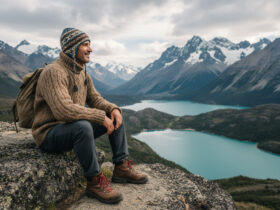 Homme argentin en randonnée dans les montagnes de Patagonie