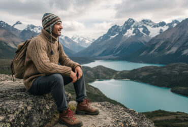 Homme argentin en randonnée dans les montagnes de Patagonie