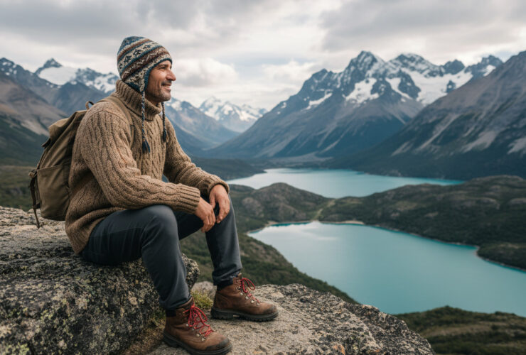 Homme argentin en randonnée dans les montagnes de Patagonie