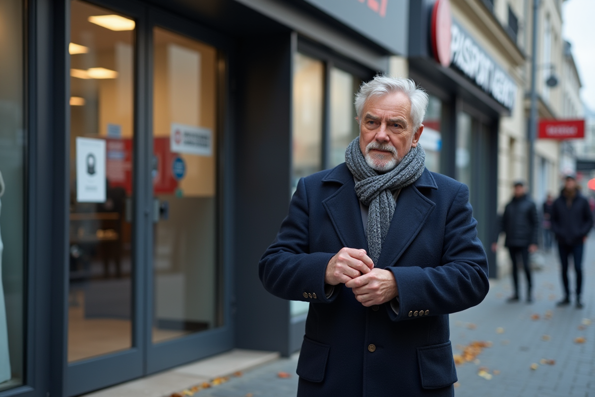 Homme âgé vérifiant l