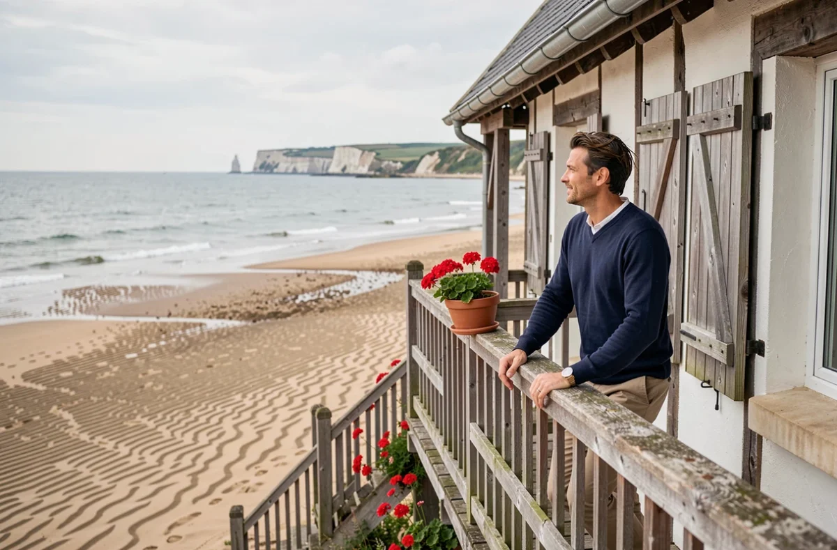 Hôtel Le Cise sur la côte picarde avec vue sur la mer et façade normande à colombages blancs