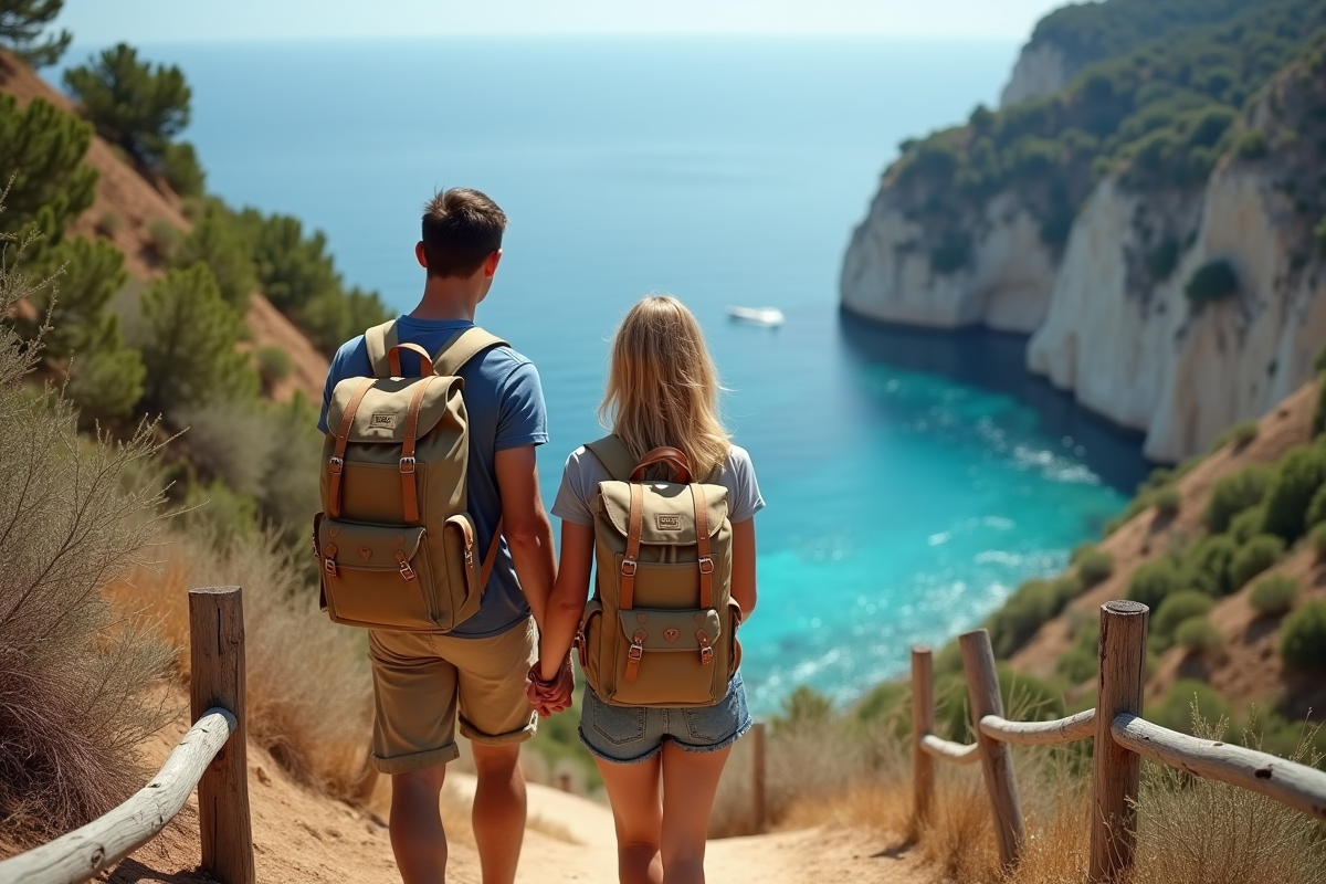 Jeune couple admirant la vue d