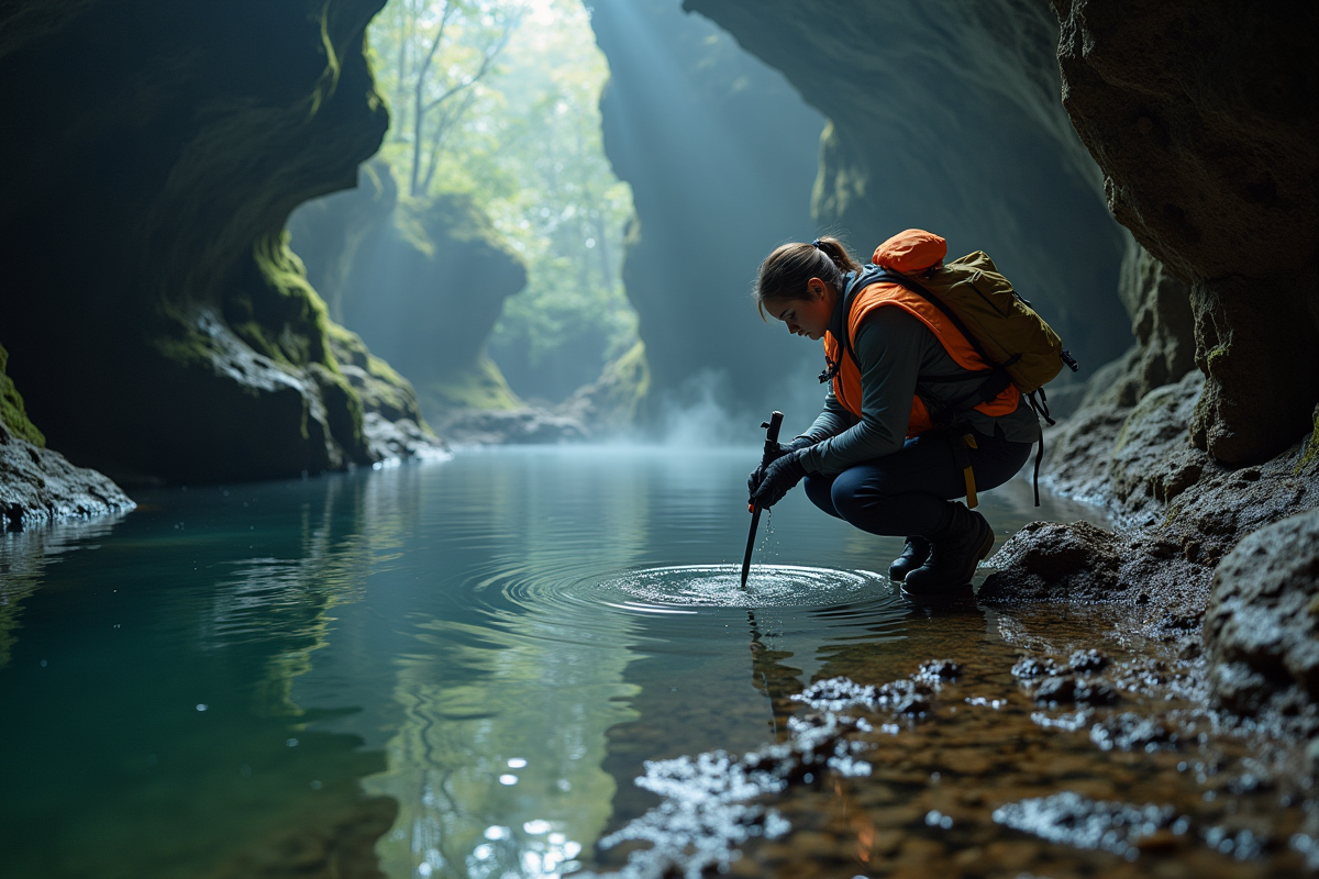 Jeune femme scientifique prélevant de l