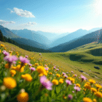 Prairie ensoleillée sur le Plateau de Beille avec fleurs sauvages