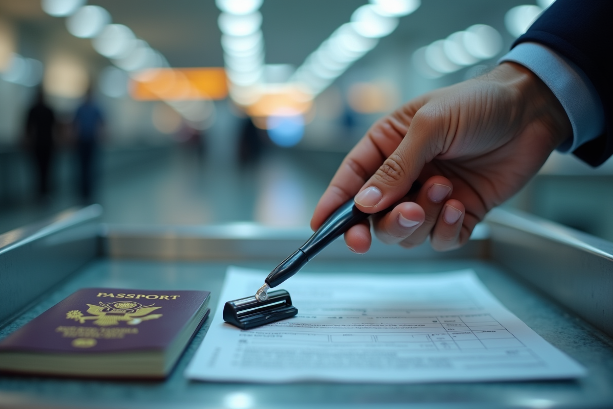 Main tenant un rasoir jetable avec passeport sur plateau aéroport