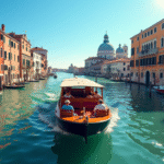 Vaporetto naviguant sur le Grand Canal à Venise