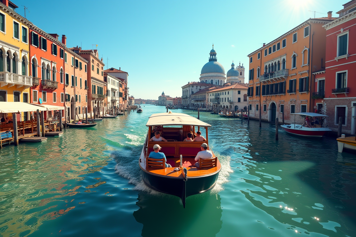 Vaporetto naviguant sur le Grand Canal à Venise
