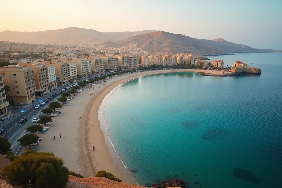 Vue panoramique de la baie de Saint-Georges et du quartier de Paceville à Malte au crépuscule